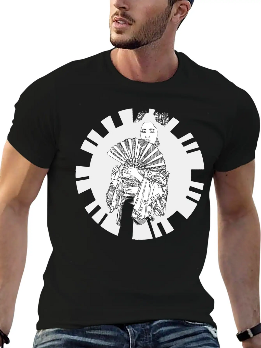 Hand Drawn Geisha With Flower, Japan Art Relaxed Everyday Tee – Lightweight And Durable Cotton