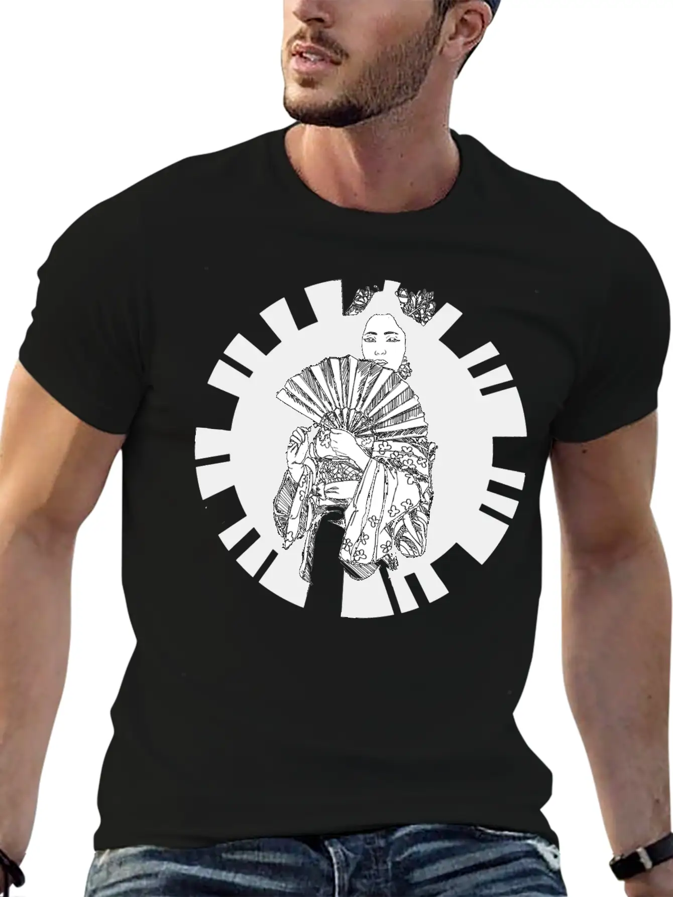 Hand Drawn Geisha With Flower, Japan Art Relaxed Everyday Tee – Lightweight And Durable Cotton