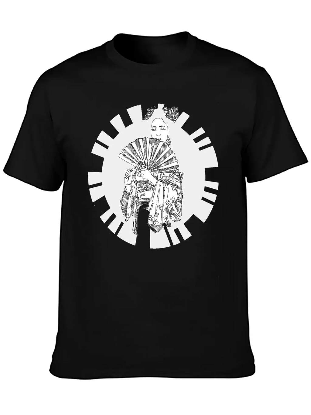 Hand Drawn Geisha With Flower, Japan Art Relaxed Everyday Tee – Lightweight And Durable Cotton