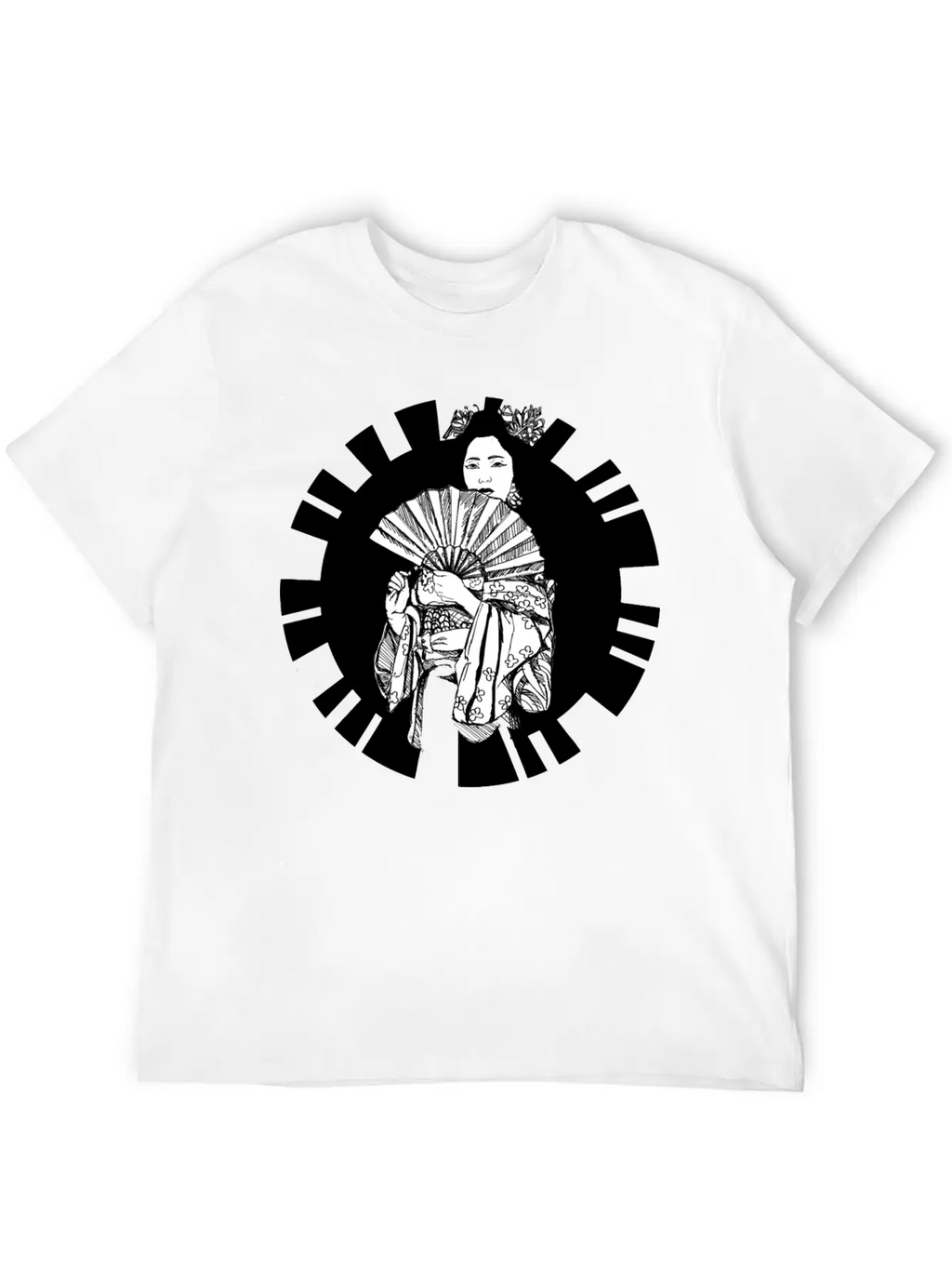 Hand Drawn Geisha With Flower, Japan Art Relaxed Everyday Tee – Lightweight And Durable Cotton