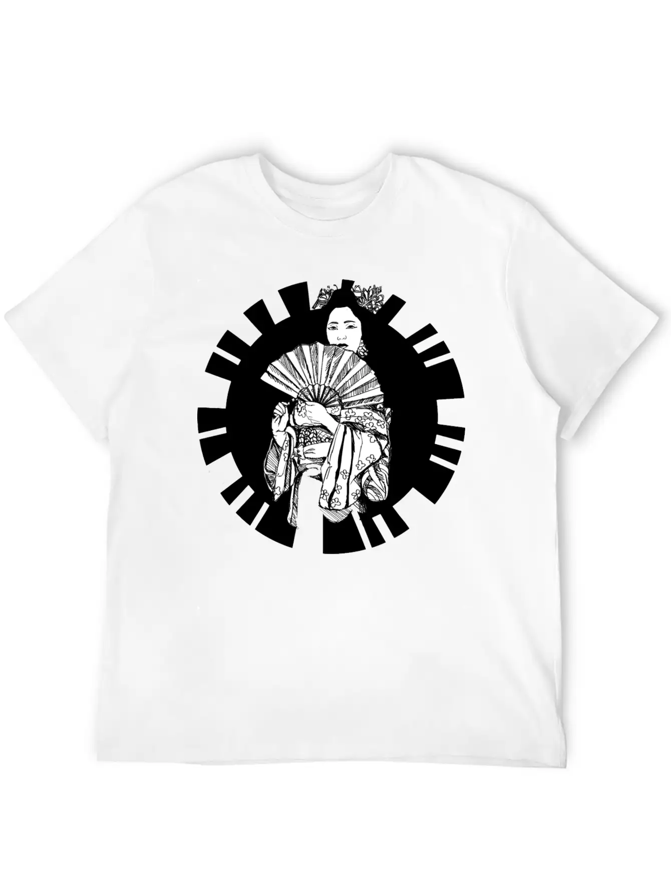 Hand Drawn Geisha With Flower, Japan Art Relaxed Everyday Tee – Lightweight And Durable Cotton