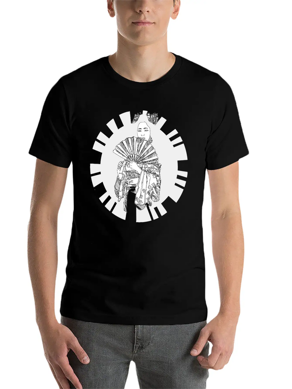 Hand Drawn Geisha With Flower, Japan Art Relaxed Everyday Tee – Lightweight And Durable Cotton