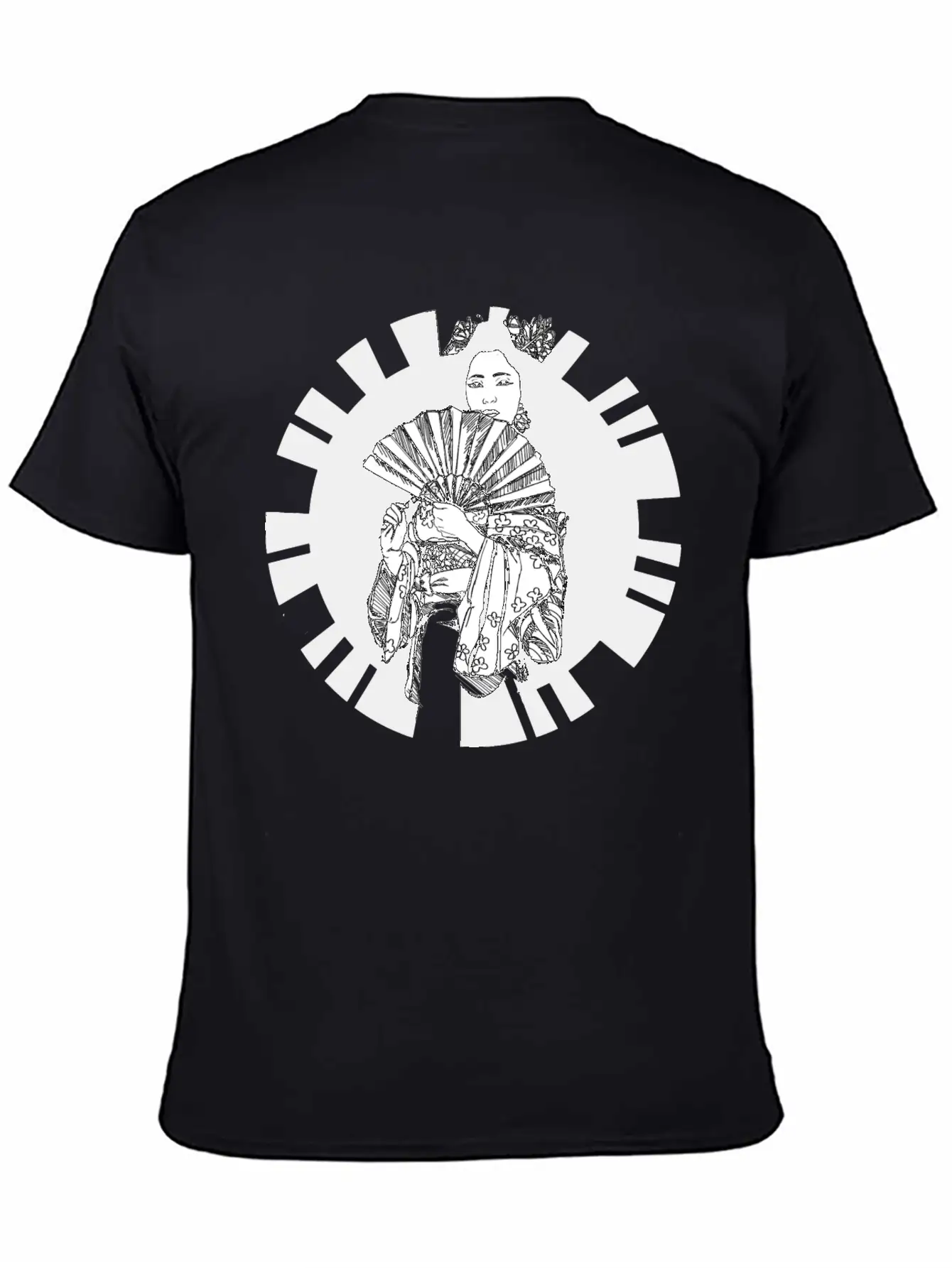 Hand Drawn Geisha With Flower, Japan Art Relaxed Everyday Tee – Lightweight And Durable Cotton