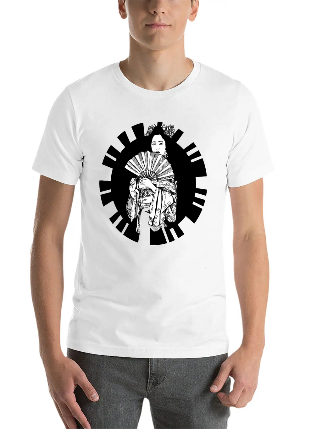 Hand Drawn Geisha With Flower, Japan Art Relaxed Everyday Tee – Lightweight And Durable Cotton