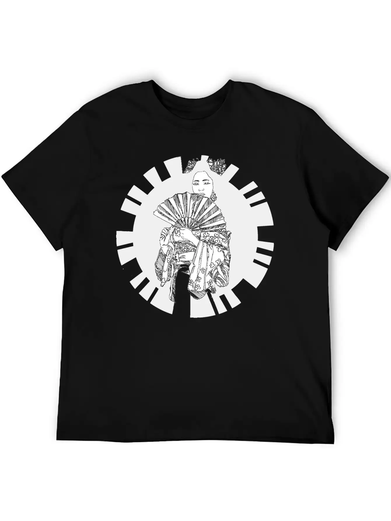 Hand Drawn Geisha With Flower, Japan Art Relaxed Everyday Tee – Lightweight And Durable Cotton
