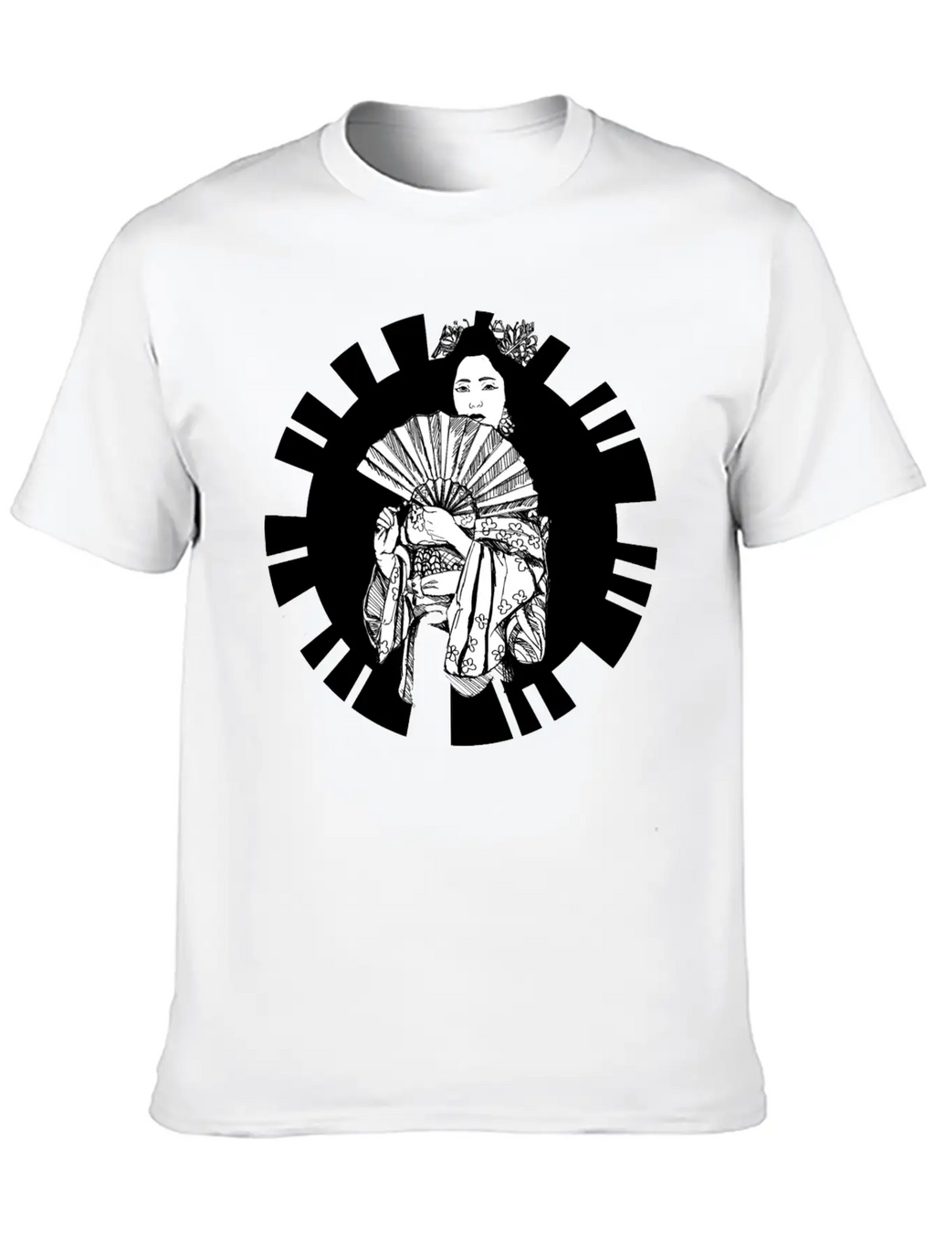 Hand Drawn Geisha With Flower, Japan Art Relaxed Everyday Tee – Lightweight And Durable Cotton