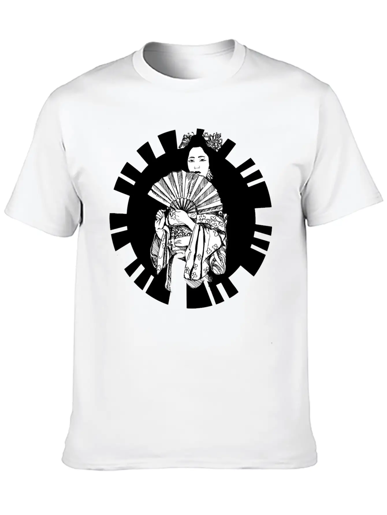 Hand Drawn Geisha With Flower, Japan Art Relaxed Everyday Tee – Lightweight And Durable Cotton