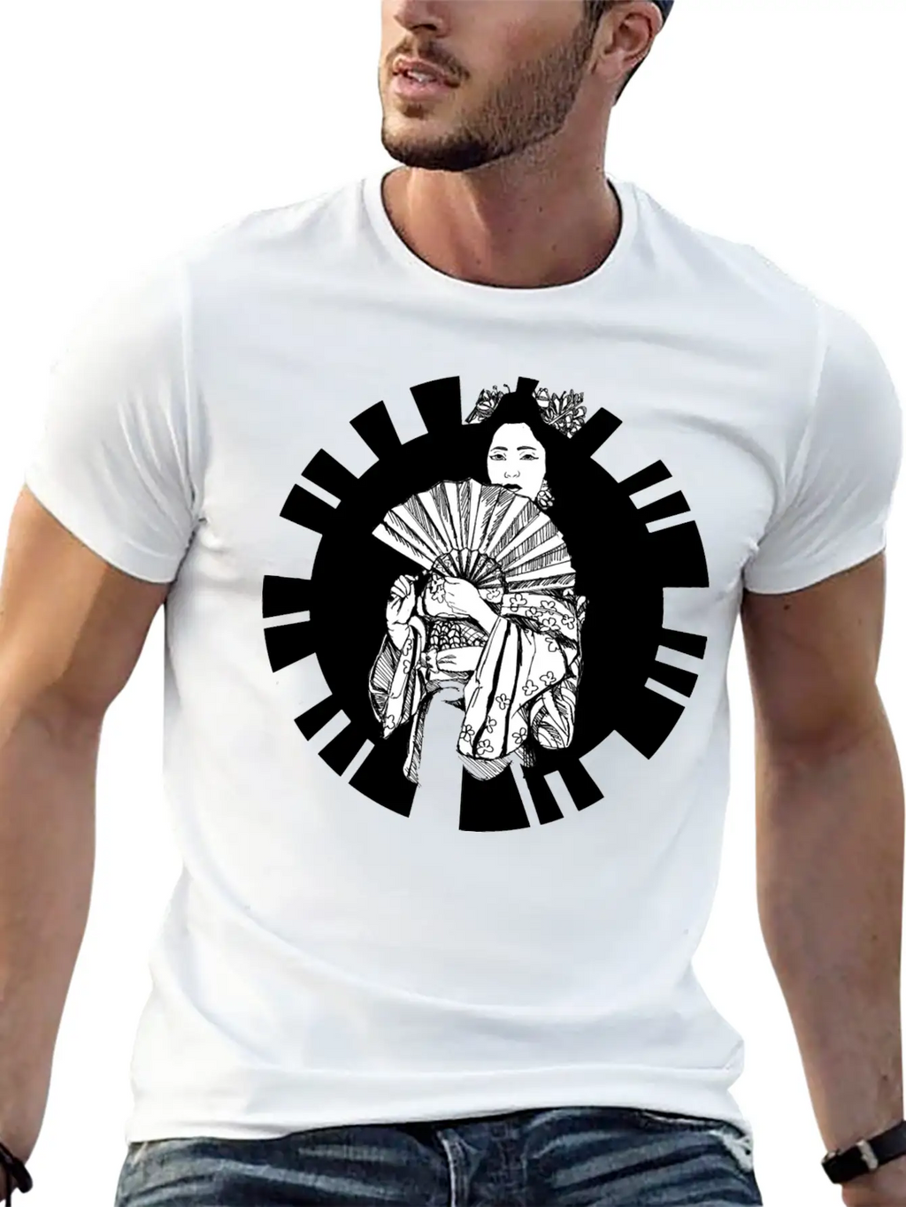 Hand Drawn Geisha With Flower, Japan Art Relaxed Everyday Tee – Lightweight And Durable Cotton