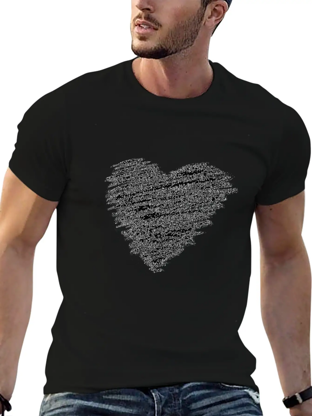 Hand Drawn Heart Basic Graphic T-Shirt – Daily Comfort In Soft Cotton