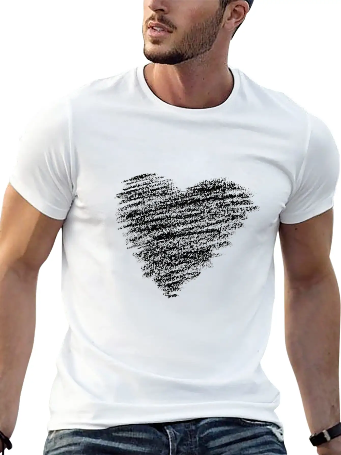 Hand Drawn Heart Basic Graphic T-Shirt – Daily Comfort In Soft Cotton