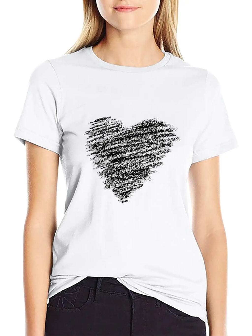 Hand Drawn Heart Basic Graphic T-Shirt – Daily Comfort In Soft Cotton