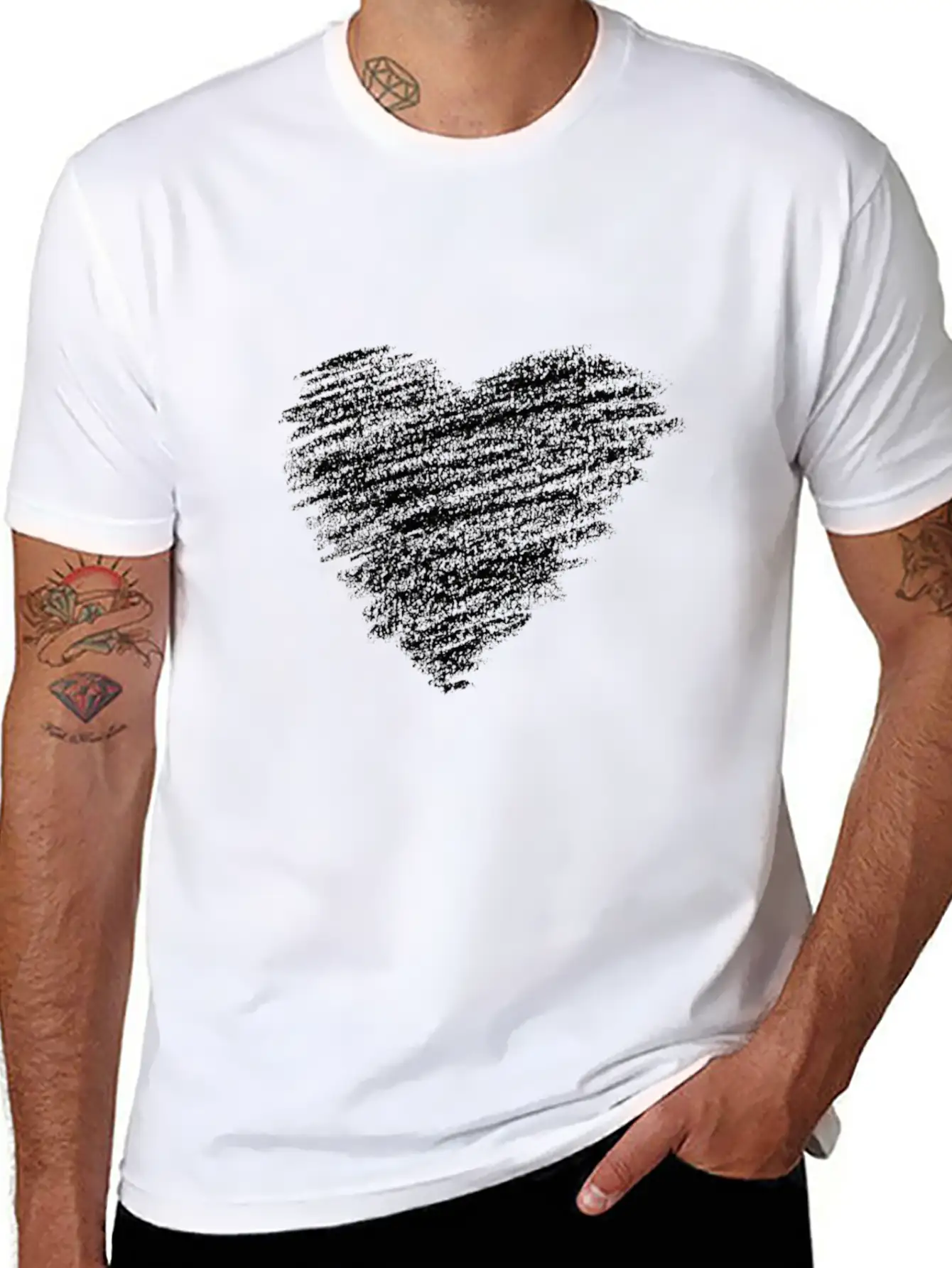 Hand Drawn Heart Basic Graphic T-Shirt – Daily Comfort In Soft Cotton