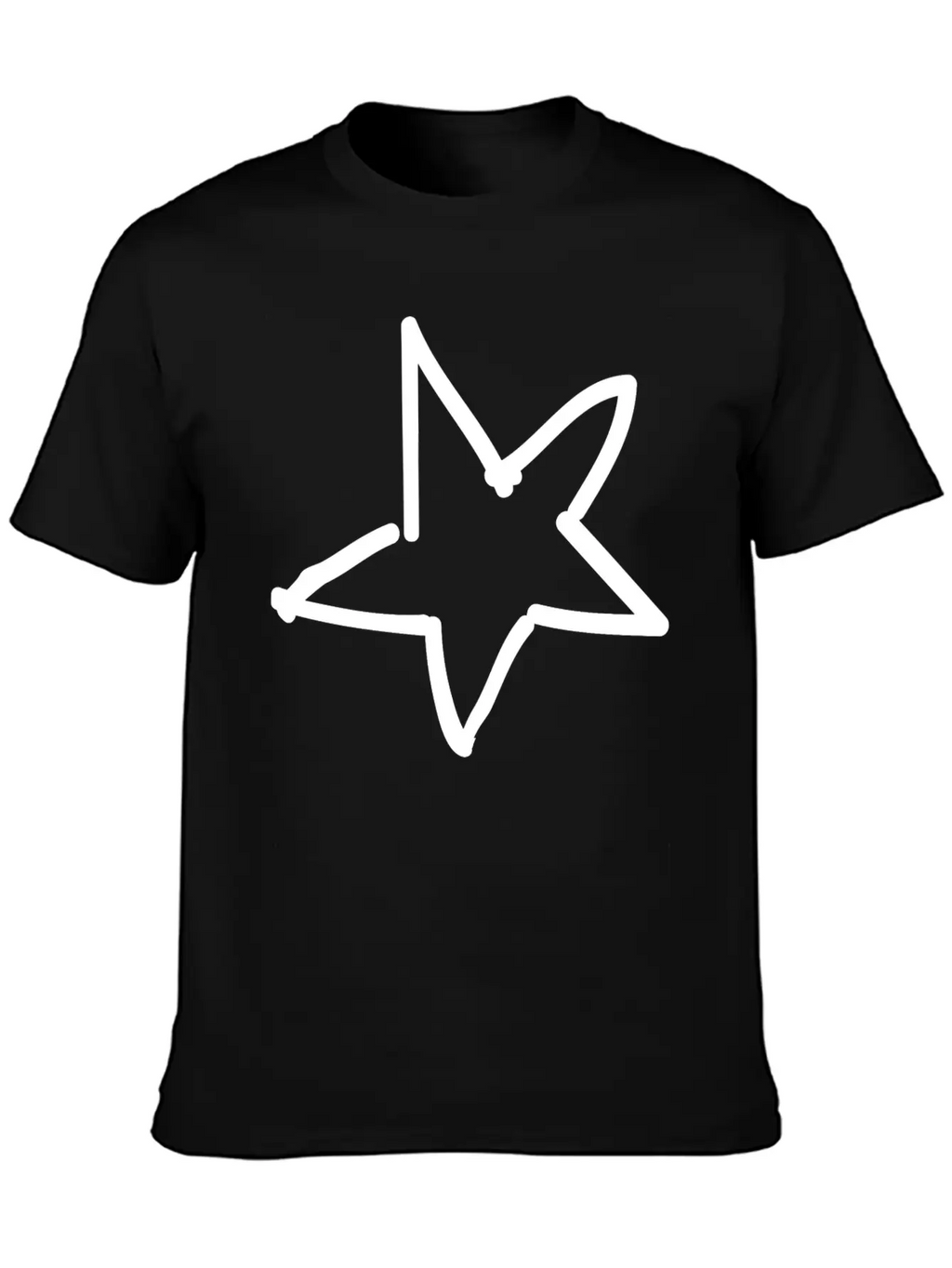 Hand Drawn Star Essential Cotton Tee For Daily Outfits – Unisex Style