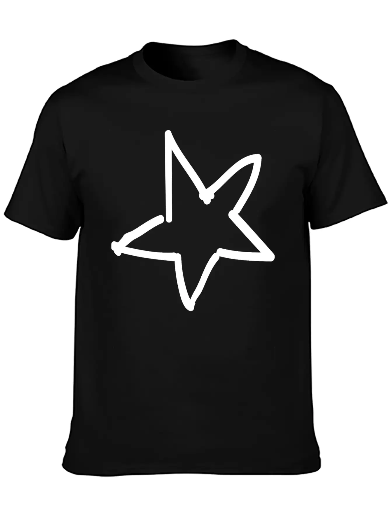 Hand Drawn Star Essential Cotton Tee For Daily Outfits – Unisex Style