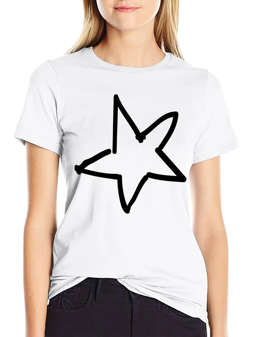Hand Drawn Star Essential Cotton Tee For Daily Outfits – Unisex Style
