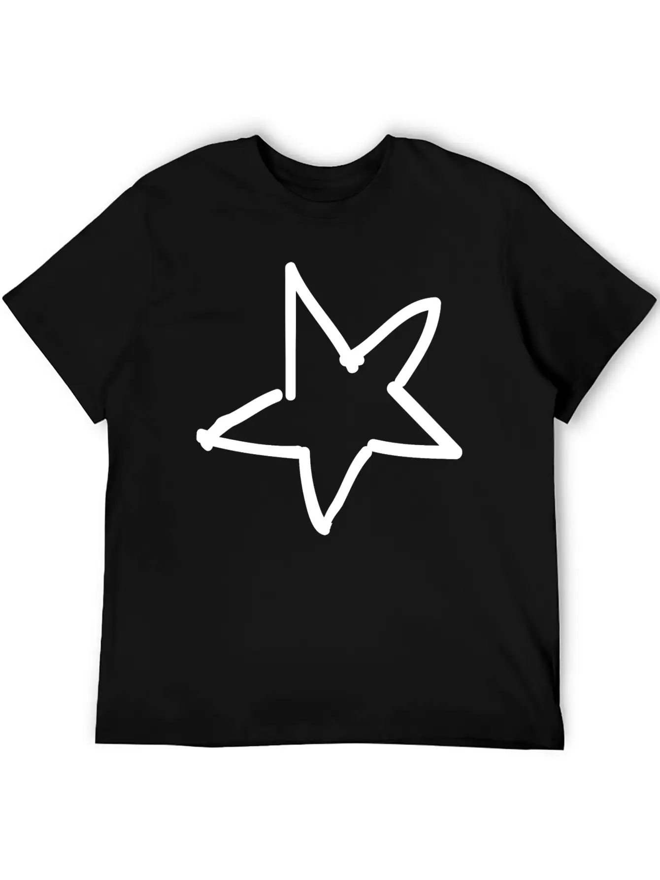 Hand Drawn Star Essential Cotton Tee For Daily Outfits – Unisex Style