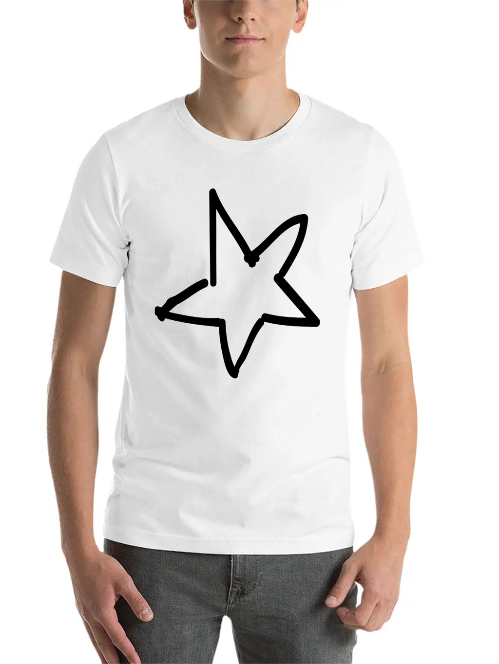 Hand Drawn Star Essential Cotton Tee For Daily Outfits – Unisex Style