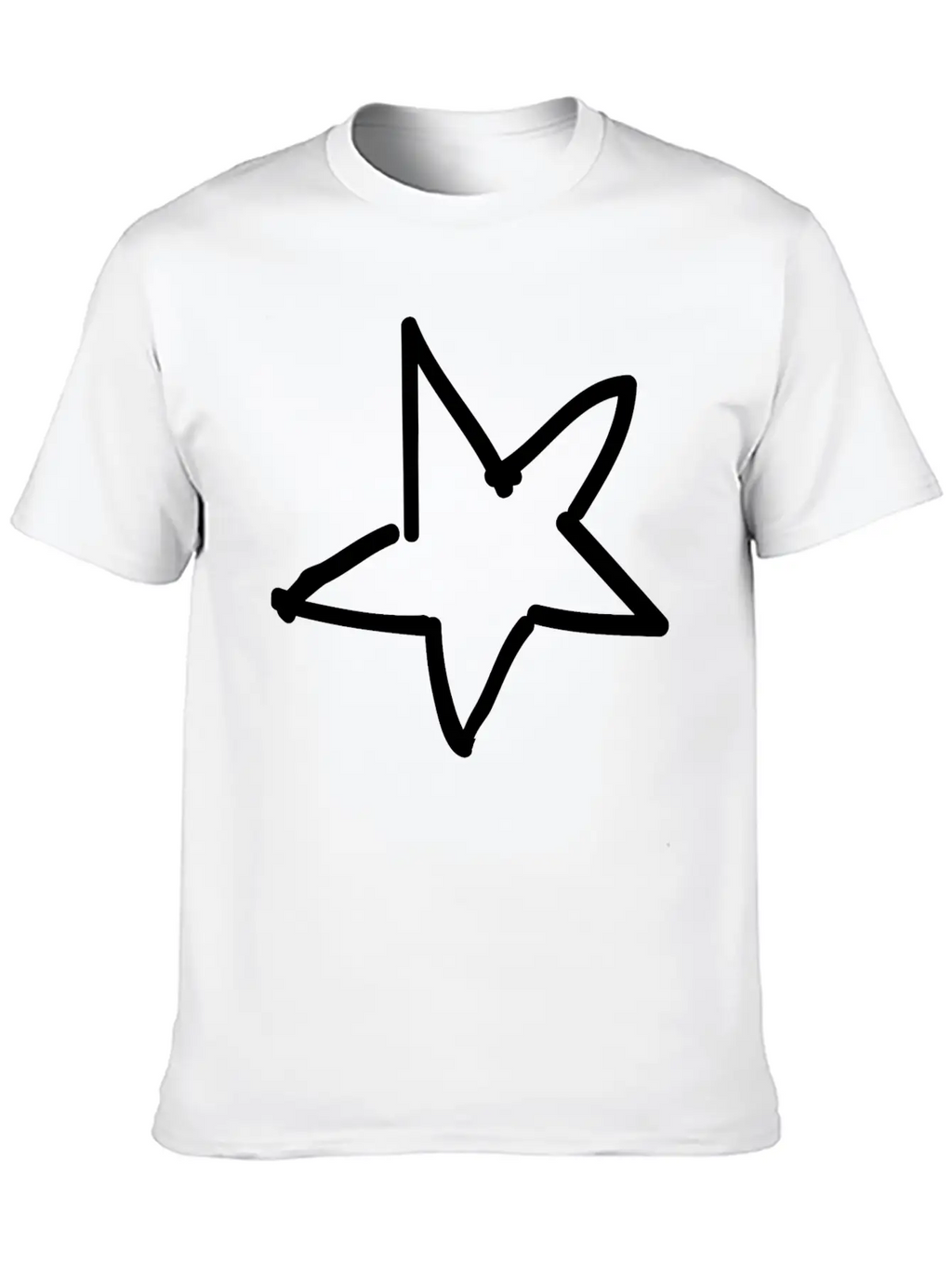 Hand Drawn Star Essential Cotton Tee For Daily Outfits – Unisex Style