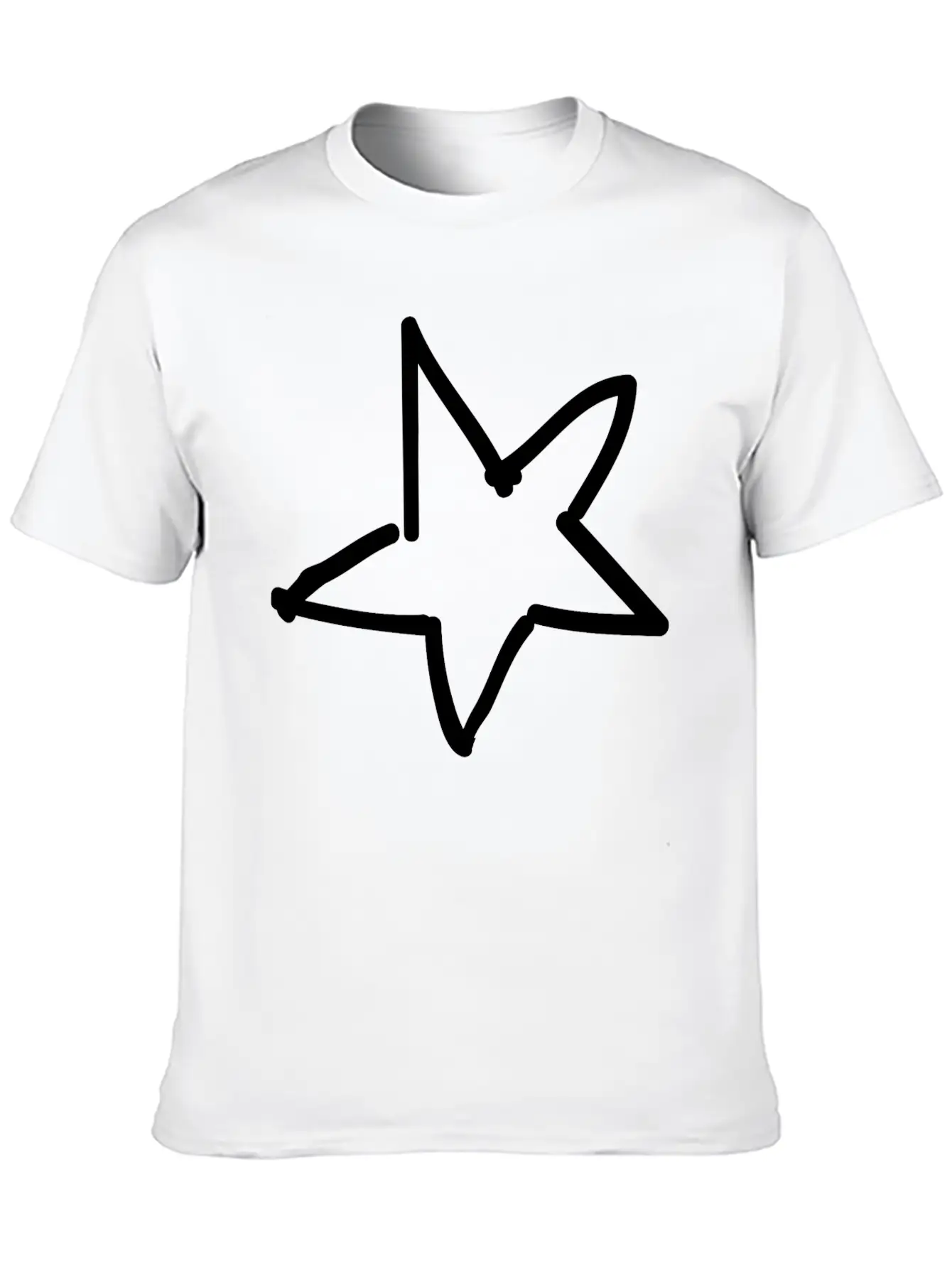 Hand Drawn Star Essential Cotton Tee For Daily Outfits – Unisex Style