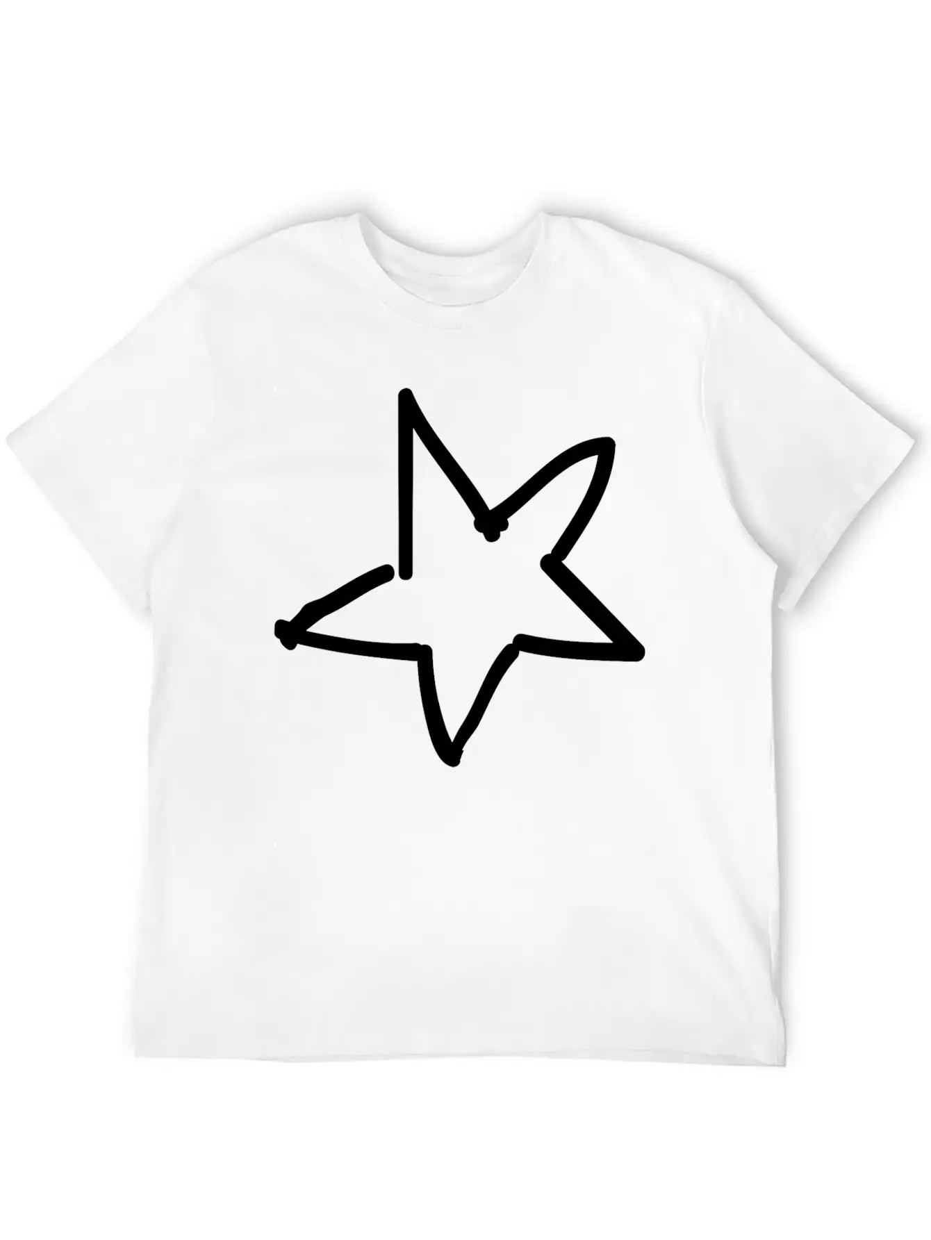 Hand Drawn Star Essential Cotton Tee For Daily Outfits – Unisex Style