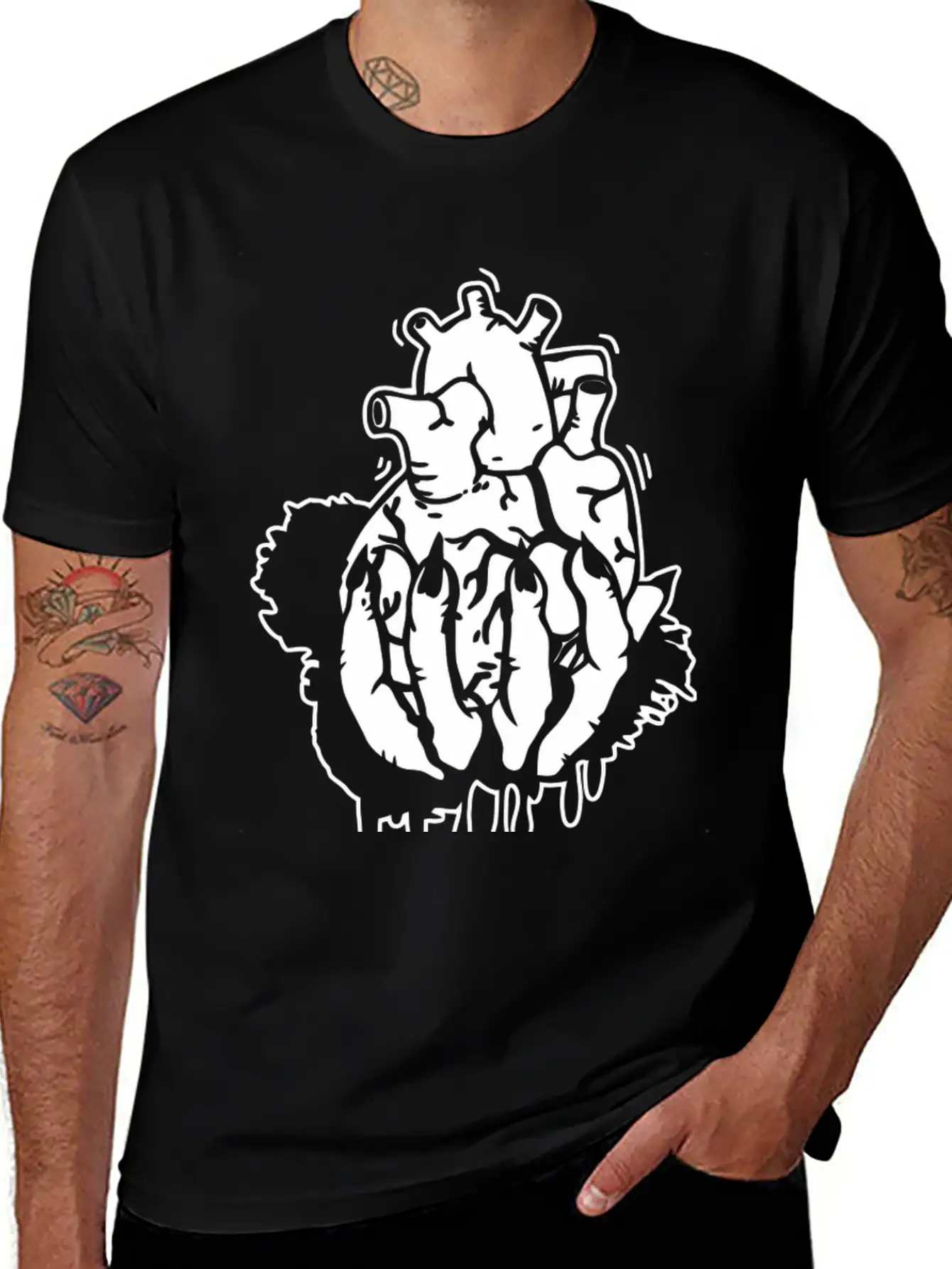 Hand Heart Burst Top Breathable Graphic T-Shirt – Perfect For Casual Days