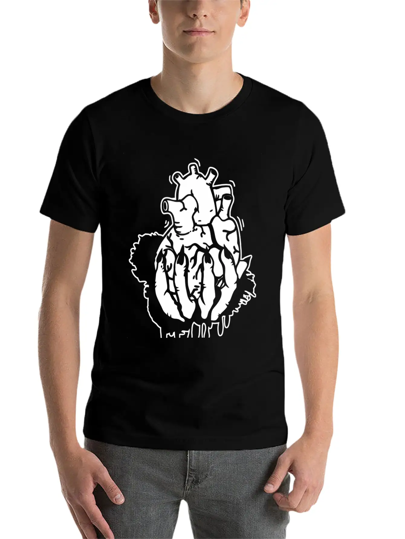 Hand Heart Burst Top Breathable Graphic T-Shirt – Perfect For Casual Days