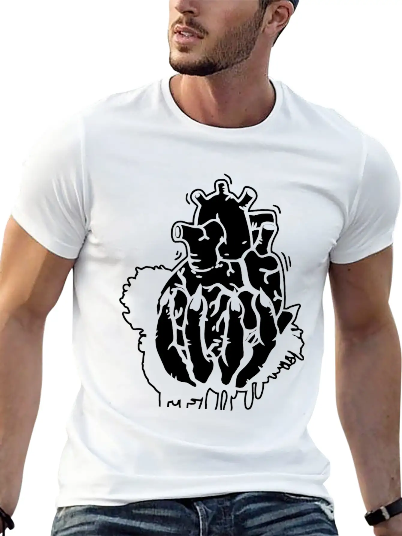Hand Heart Burst Top Breathable Graphic T-Shirt – Perfect For Casual Days