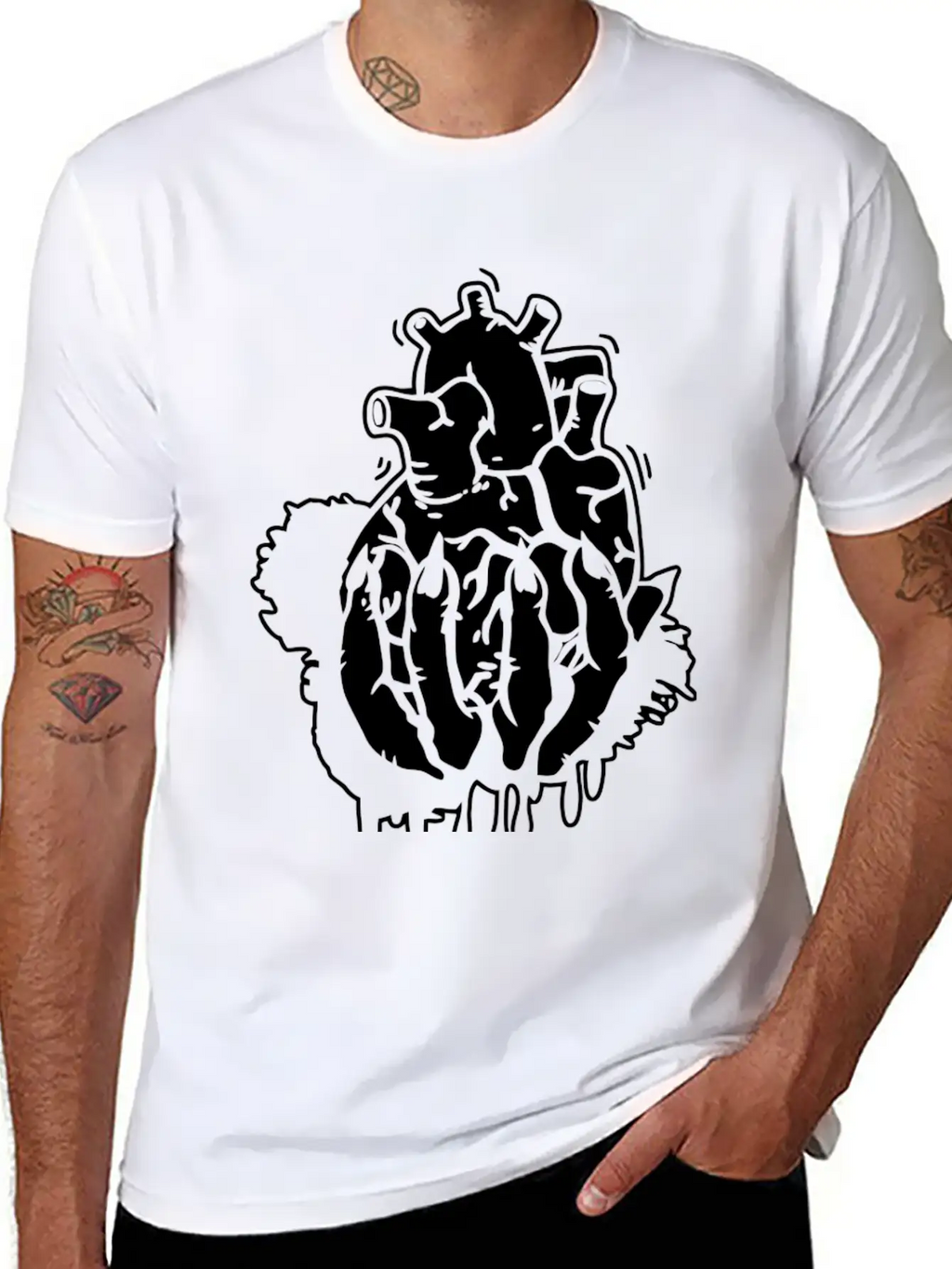 Hand Heart Burst Top Breathable Graphic T-Shirt – Perfect For Casual Days