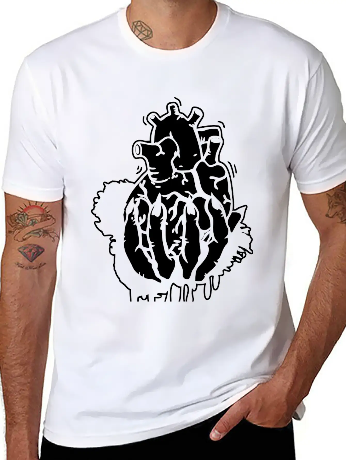 Hand Heart Burst Top Breathable Graphic T-Shirt – Perfect For Casual Days