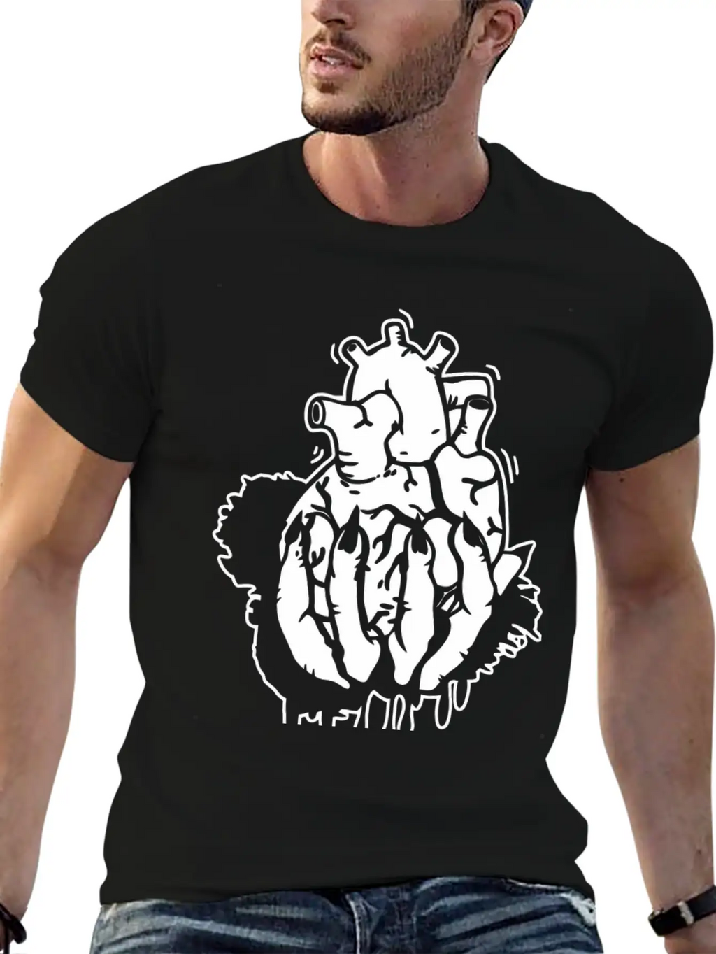 Hand Heart Burst Top Breathable Graphic T-Shirt – Perfect For Casual Days
