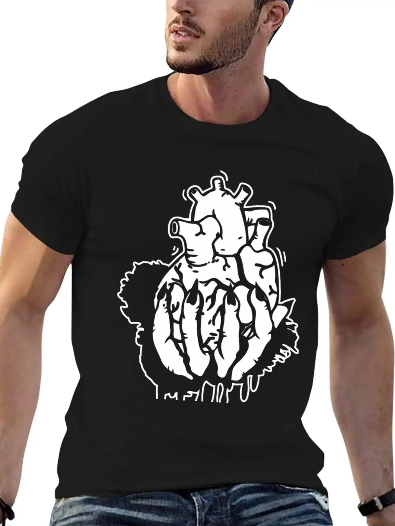 Hand Heart Burst Top Breathable Graphic T-Shirt – Perfect For Casual Days
