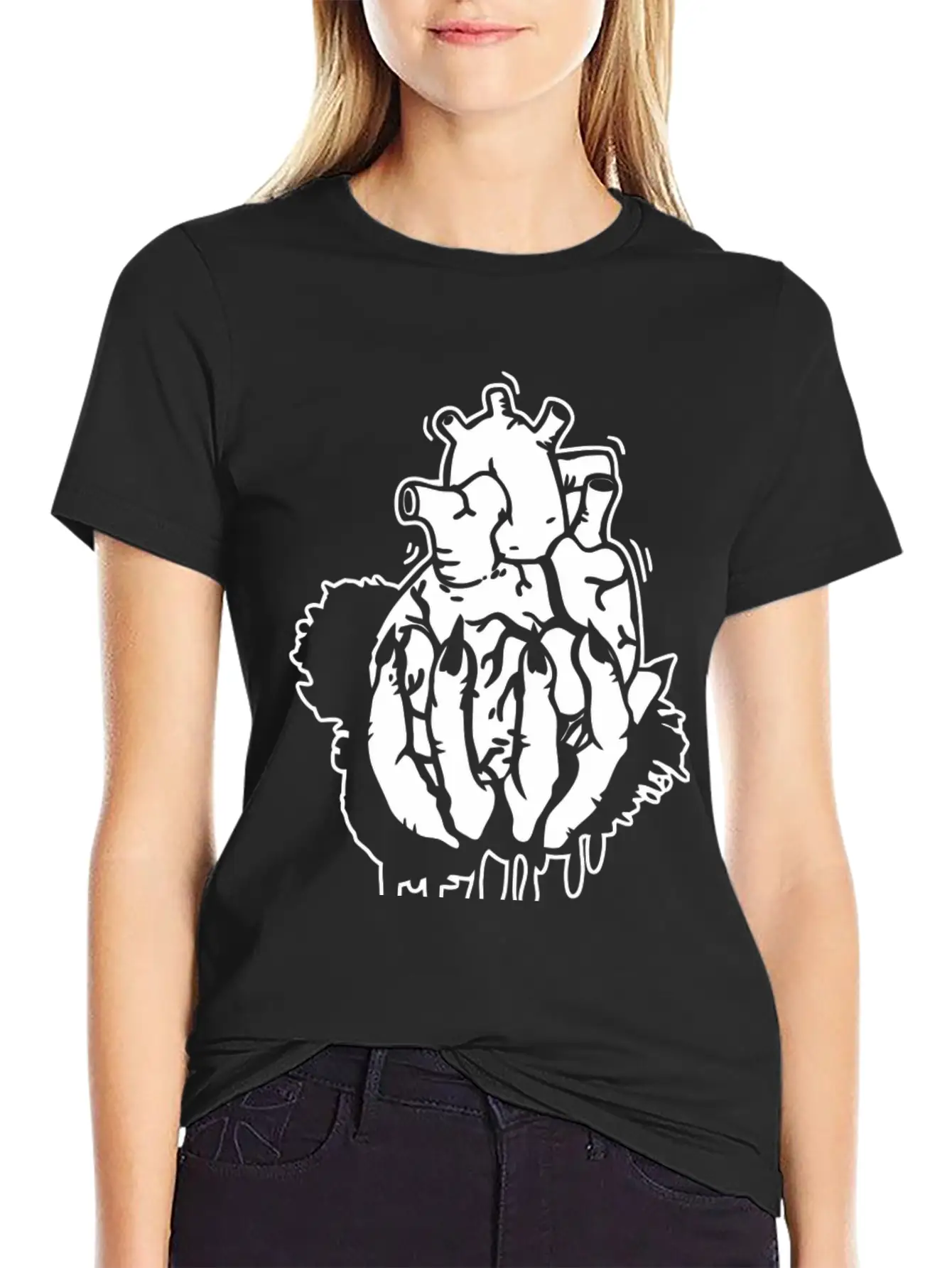 Hand Heart Burst Top Breathable Graphic T-Shirt – Perfect For Casual Days