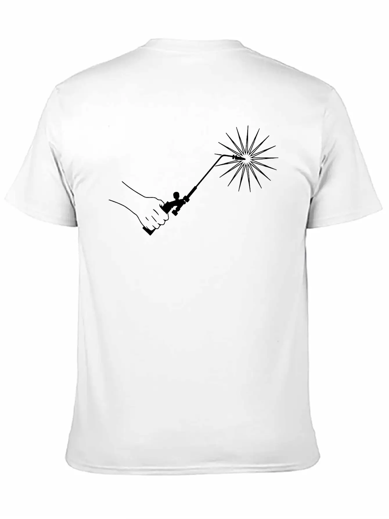 Hand With Welding Machine And Fire Spark Basic Graphic T-Shirt – Daily Comfort In Soft Cotton