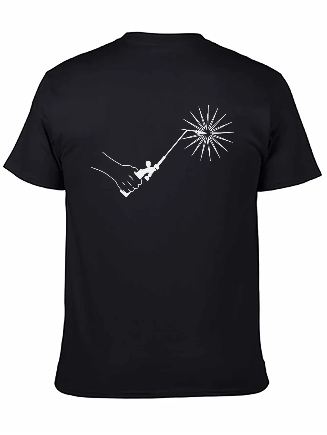 Hand With Welding Machine And Fire Spark Basic Graphic T-Shirt – Daily Comfort In Soft Cotton