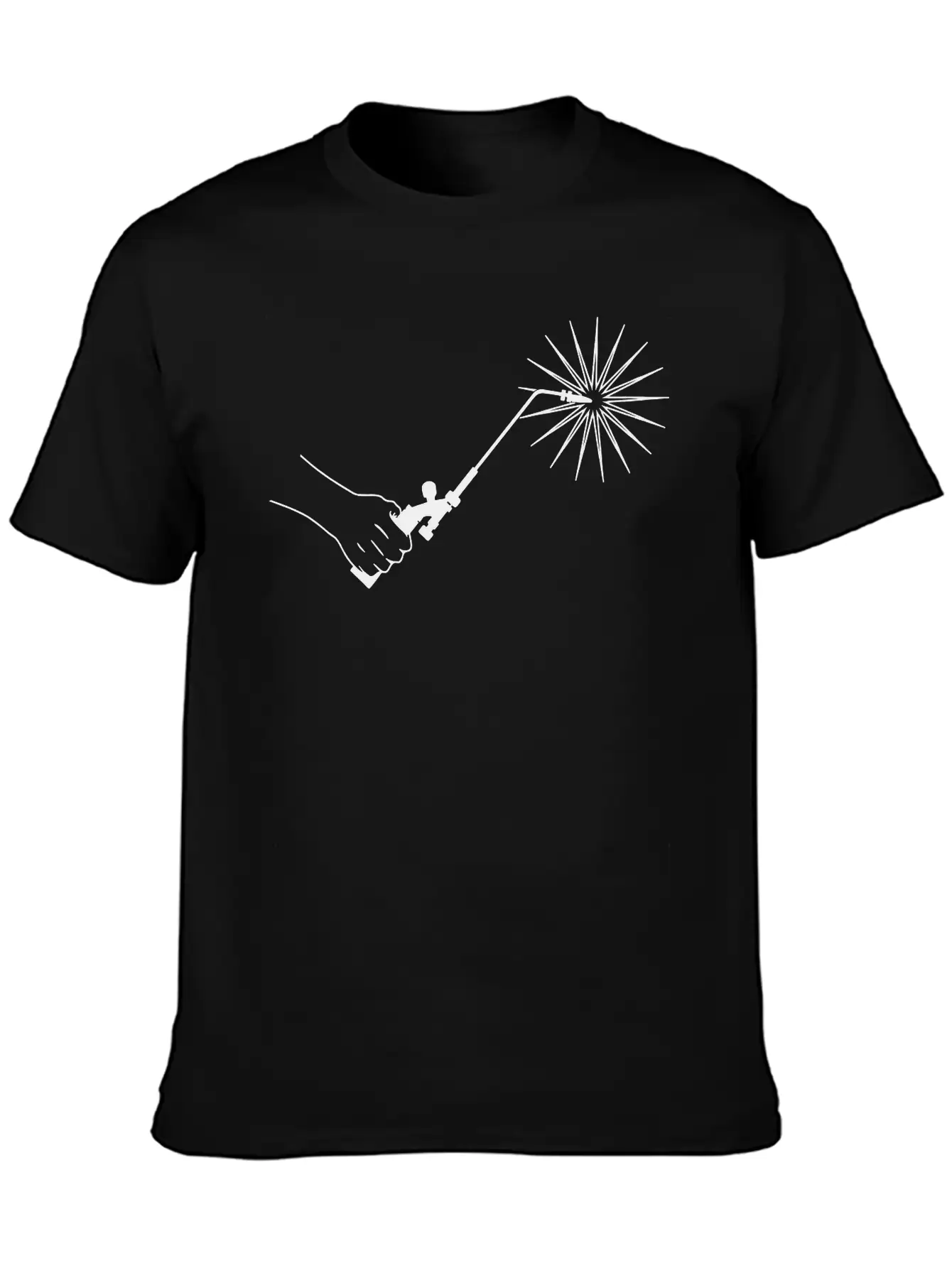 Hand With Welding Machine And Fire Spark Basic Graphic T-Shirt – Daily Comfort In Soft Cotton