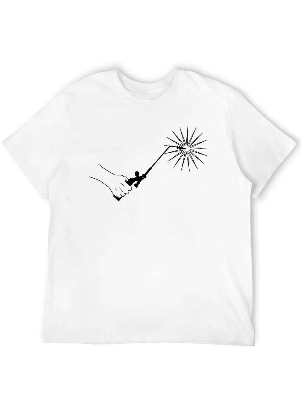 Hand With Welding Machine And Fire Spark Basic Graphic T-Shirt – Daily Comfort In Soft Cotton
