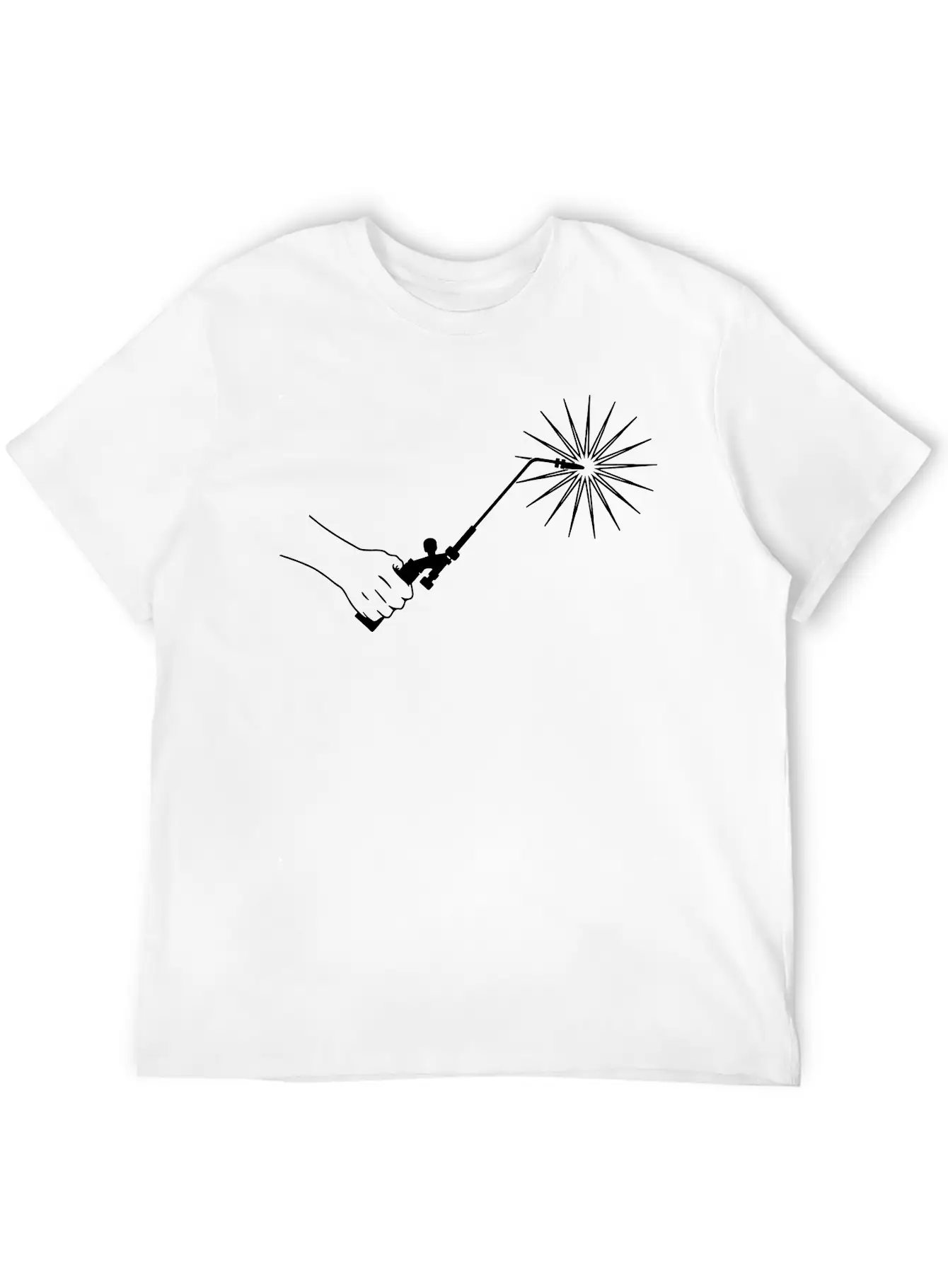 Hand With Welding Machine And Fire Spark Basic Graphic T-Shirt – Daily Comfort In Soft Cotton