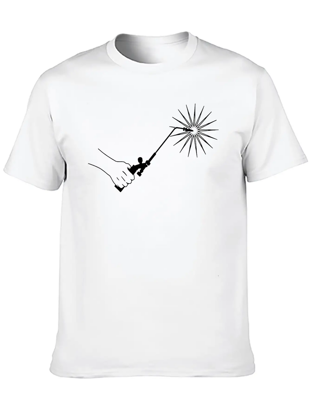Hand With Welding Machine And Fire Spark Basic Graphic T-Shirt – Daily Comfort In Soft Cotton