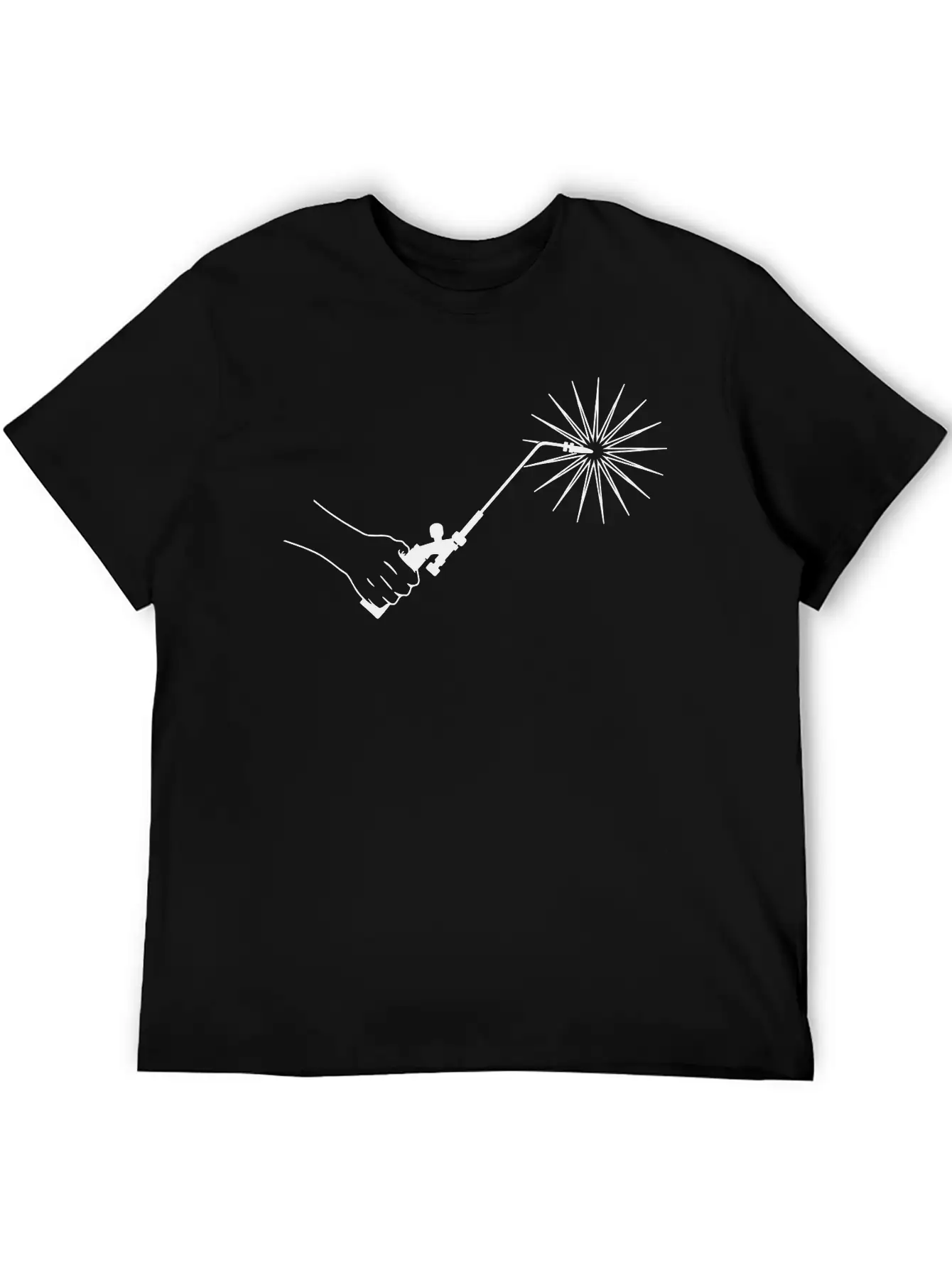 Hand With Welding Machine And Fire Spark Basic Graphic T-Shirt – Daily Comfort In Soft Cotton