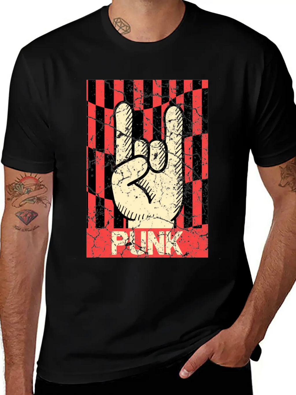 Hands Horn Retro Punk Rock Punks Breathable Graphic T-Shirt – Perfect For Casual Days