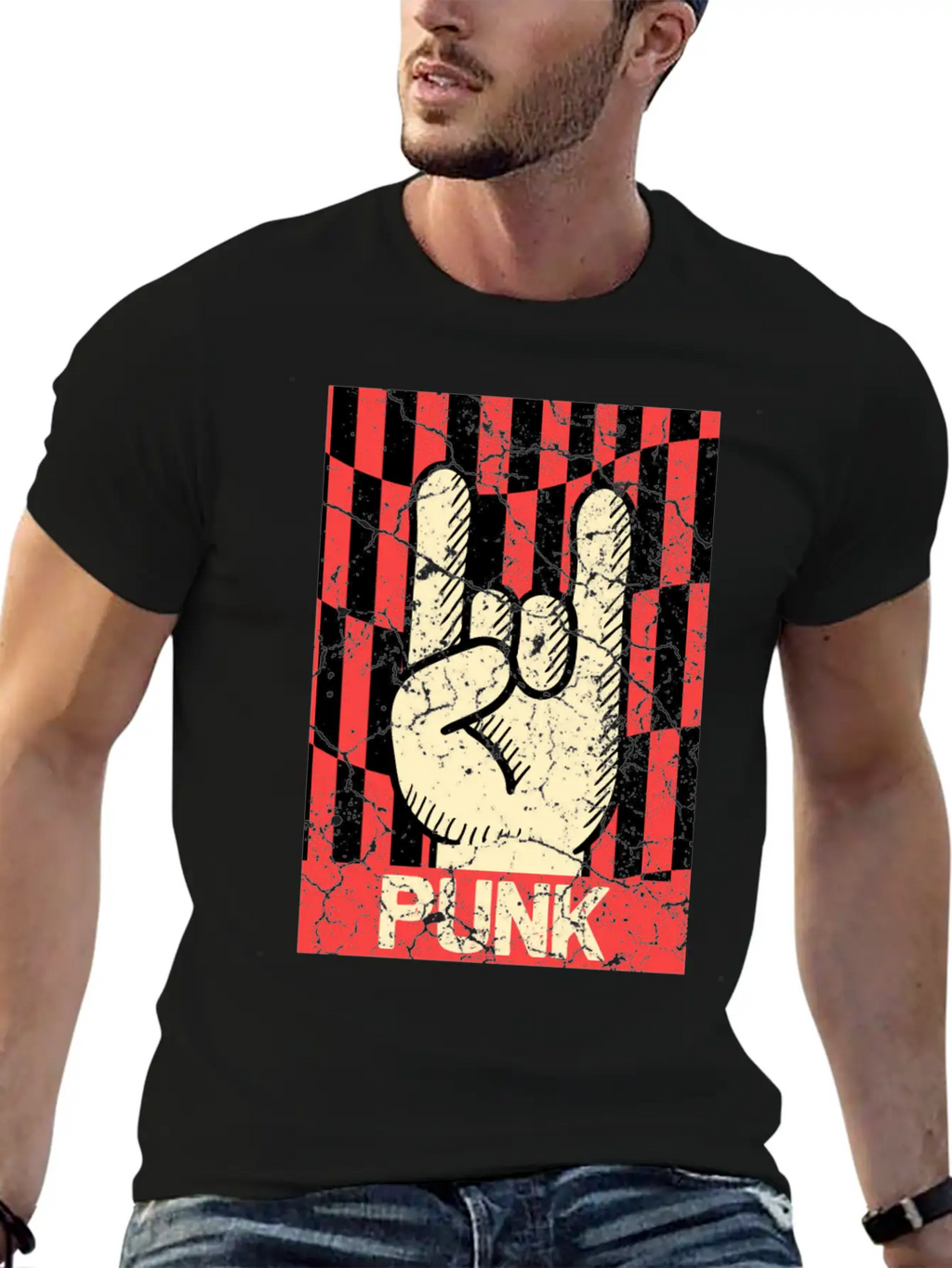 Hands Horn Retro Punk Rock Punks Breathable Graphic T-Shirt – Perfect For Casual Days
