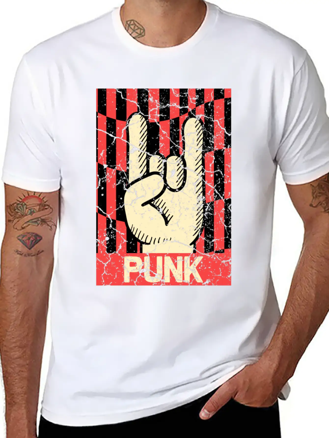 Hands Horn Retro Punk Rock Punks Breathable Graphic T-Shirt – Perfect For Casual Days