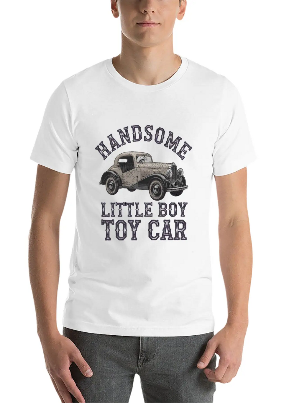 Handsome Little Boy Toy Car Vintage Relaxed Everyday Tee – Lightweight And Durable Cotton