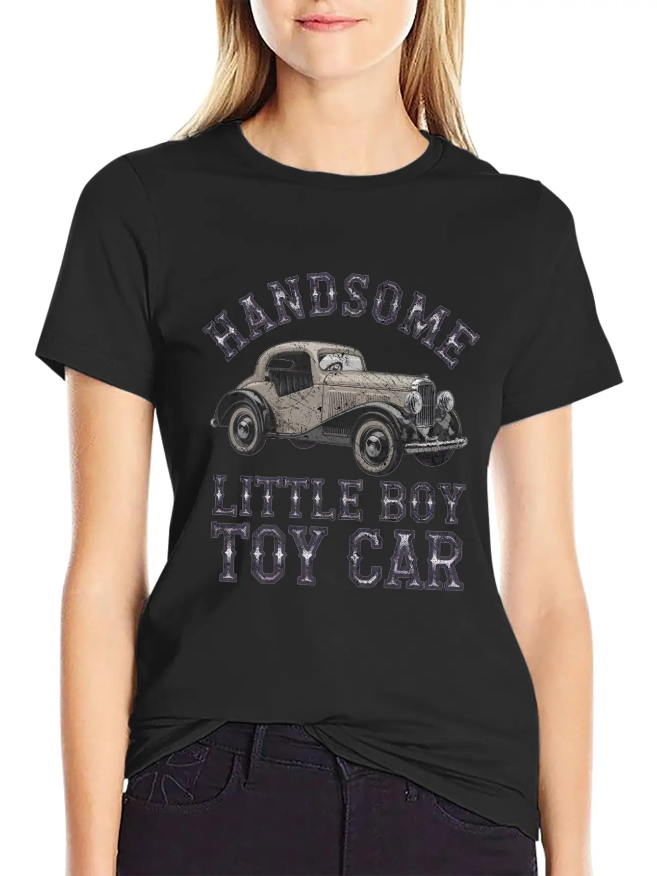 Handsome Little Boy Toy Car Vintage Relaxed Everyday Tee – Lightweight And Durable Cotton