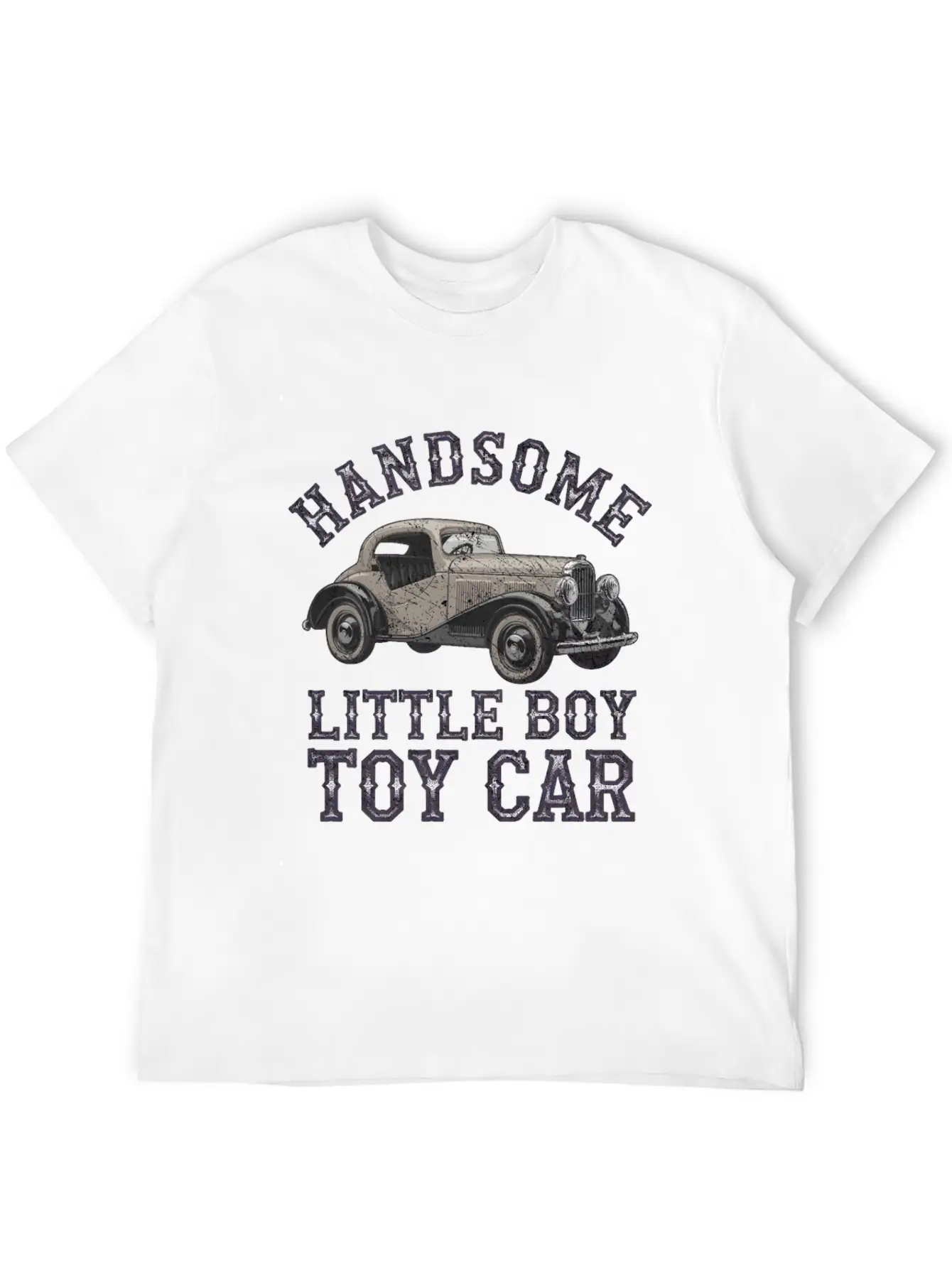 Handsome Little Boy Toy Car Vintage Relaxed Everyday Tee – Lightweight And Durable Cotton