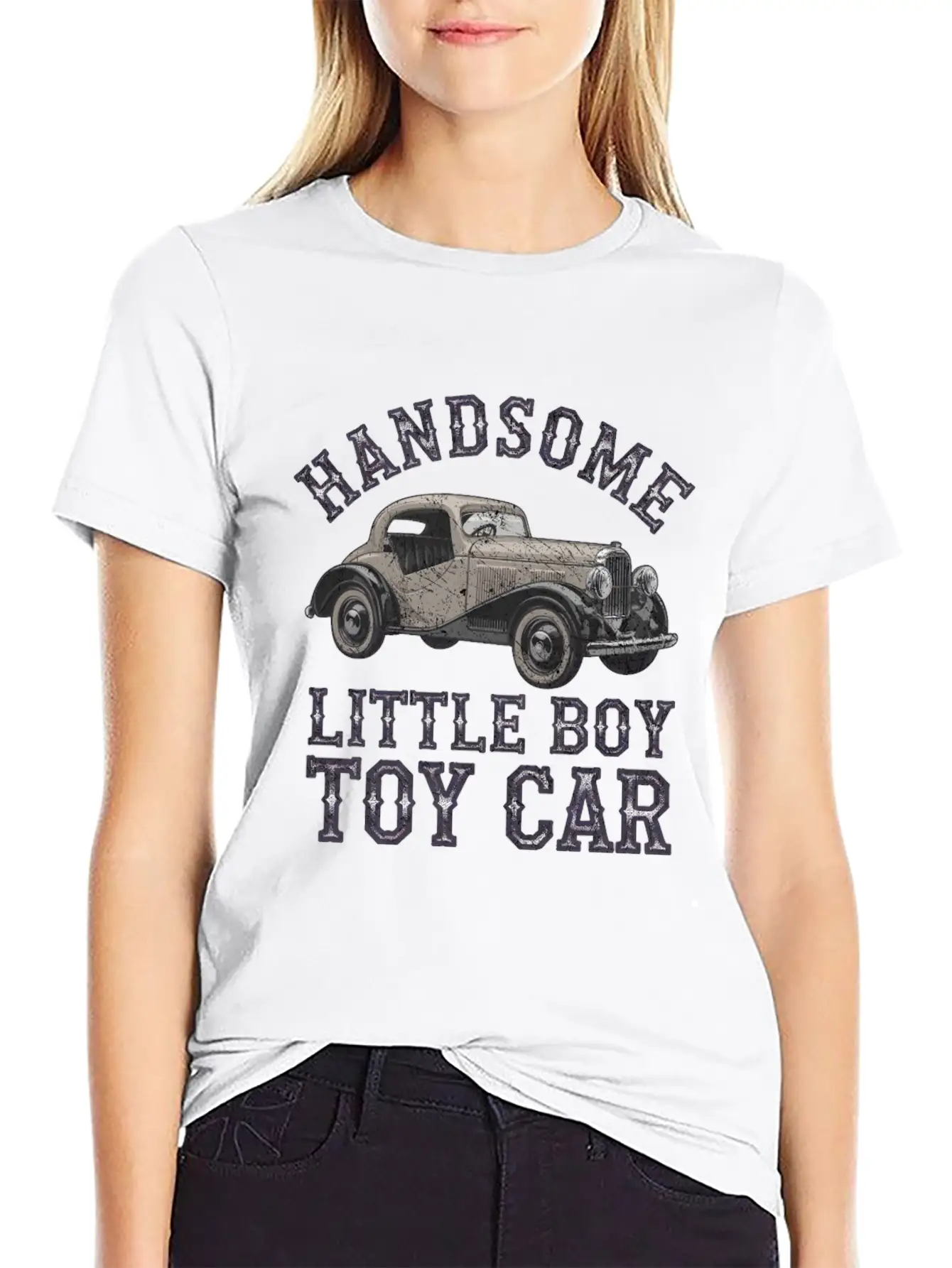 Handsome Little Boy Toy Car Vintage Relaxed Everyday Tee – Lightweight And Durable Cotton