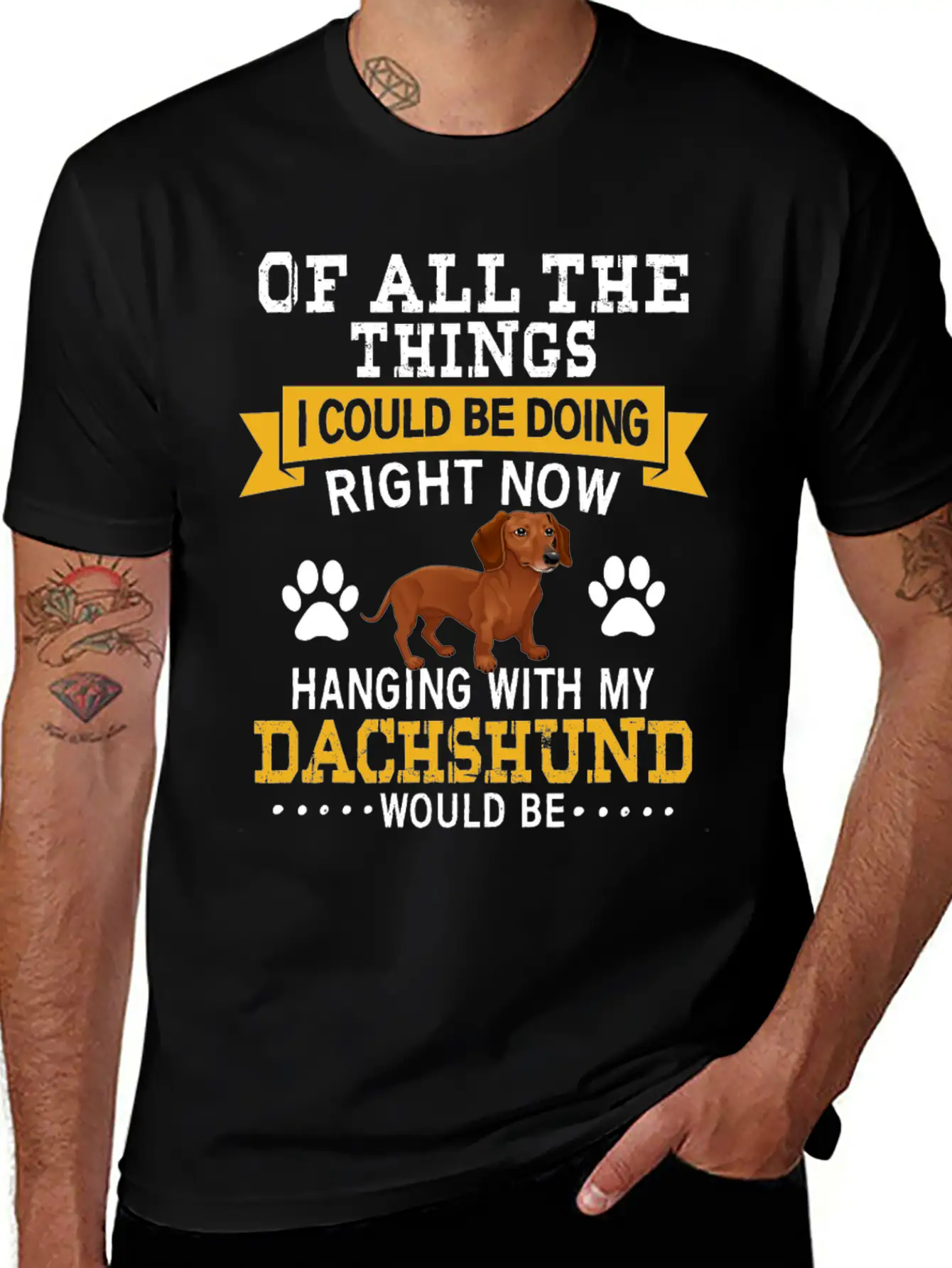 Hanging With My Dachshund Unisex Casual T-Shirt – Clean Design For Daily Comfort