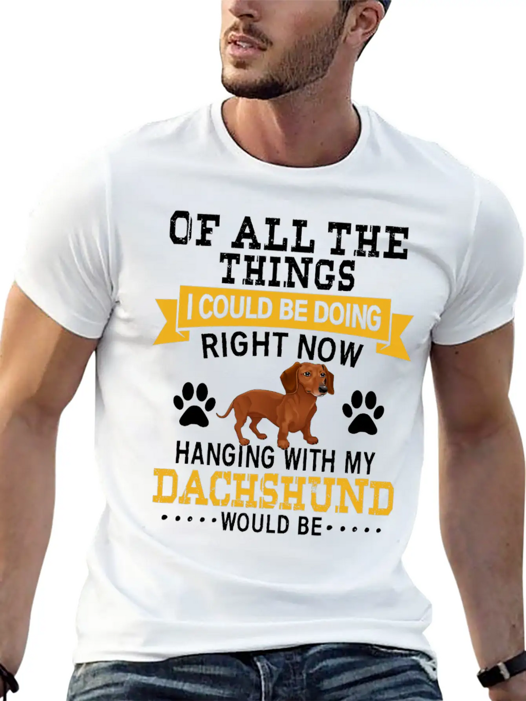 Hanging With My Dachshund Unisex Casual T-Shirt – Clean Design For Daily Comfort