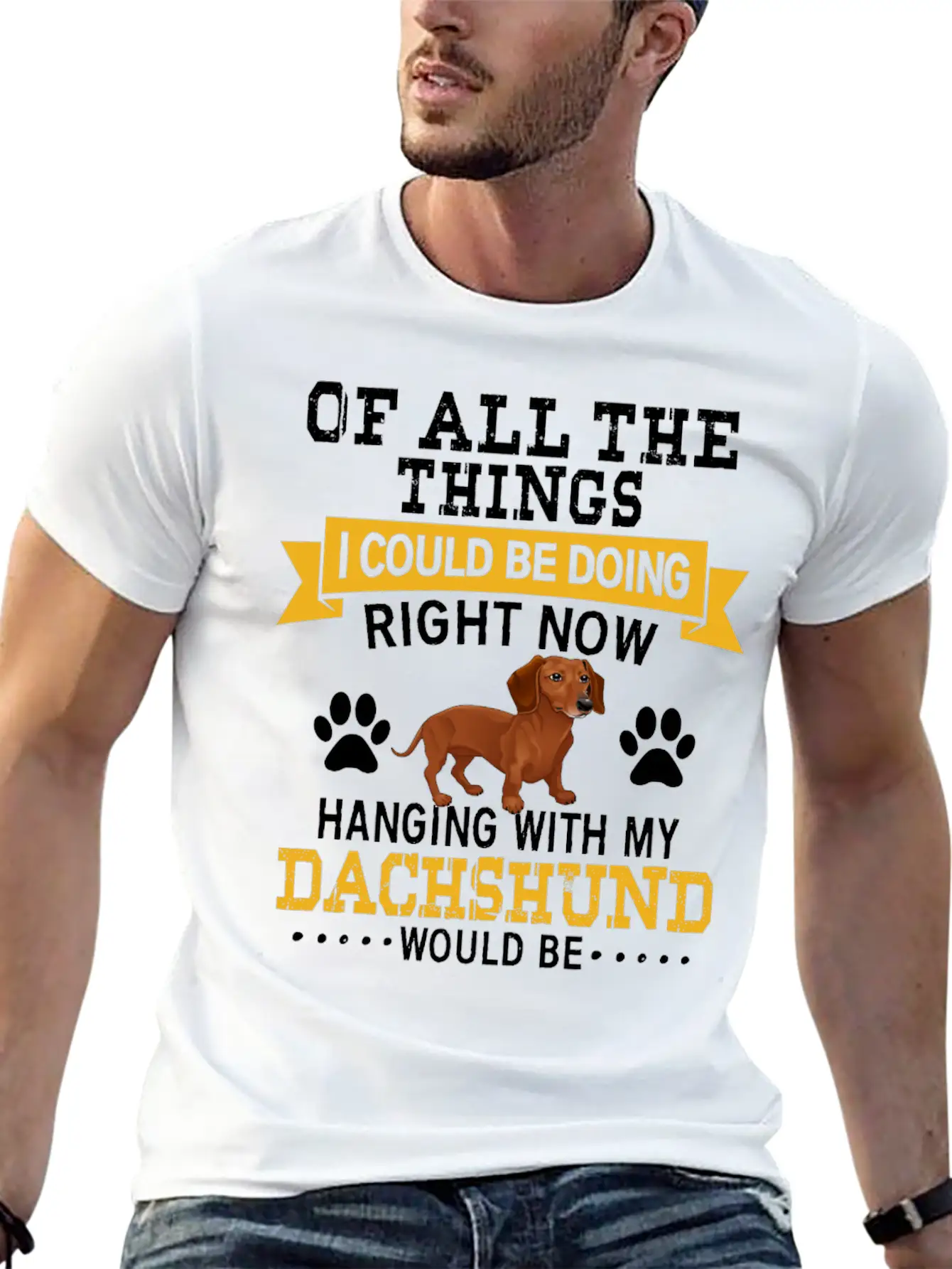 Hanging With My Dachshund Unisex Casual T-Shirt – Clean Design For Daily Comfort