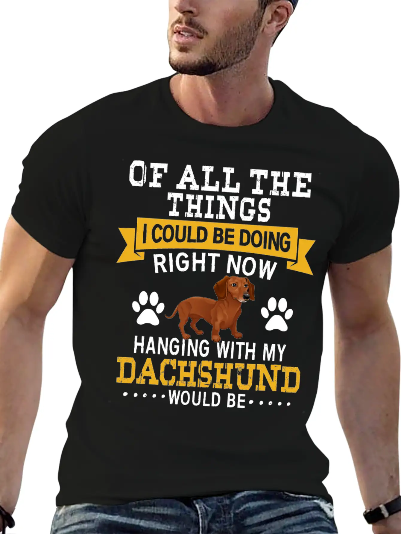 Hanging With My Dachshund Unisex Casual T-Shirt – Clean Design For Daily Comfort